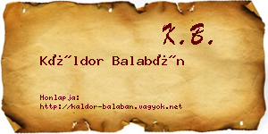 Káldor Balabán névjegykártya